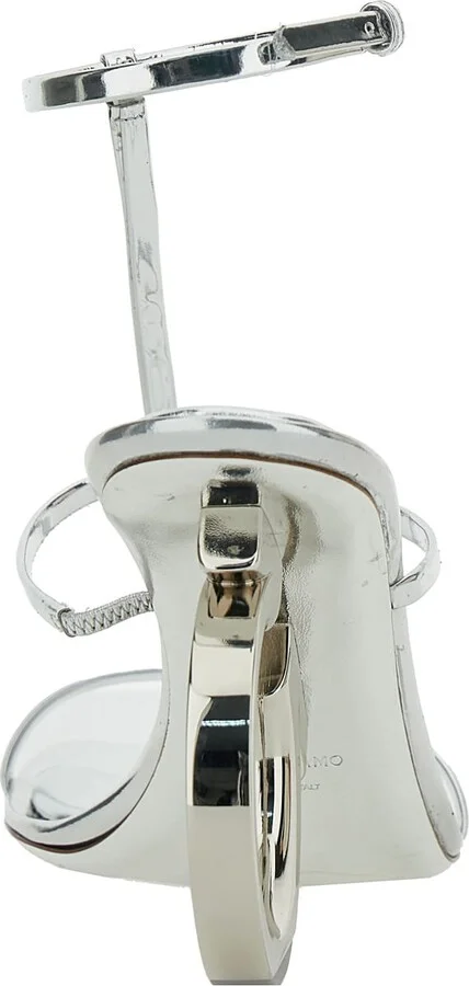 'elina' Silver Sandals With Sculptural Heel In Leather Woman - Image 3