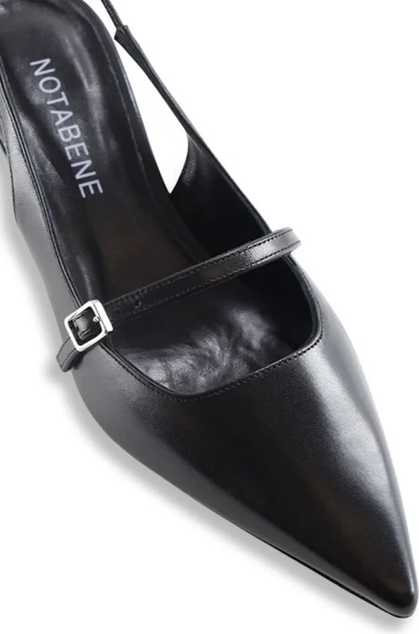 Elina Slingback Stilettos, Black Leather - Image 3