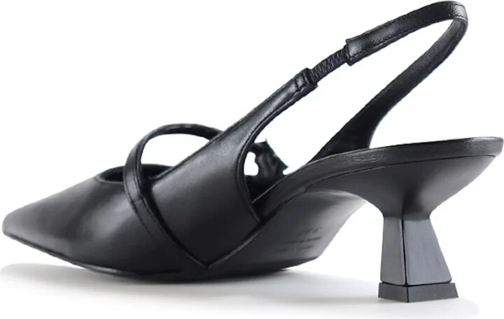 Elina Slingback Stilettos, Black Leather - Image 5