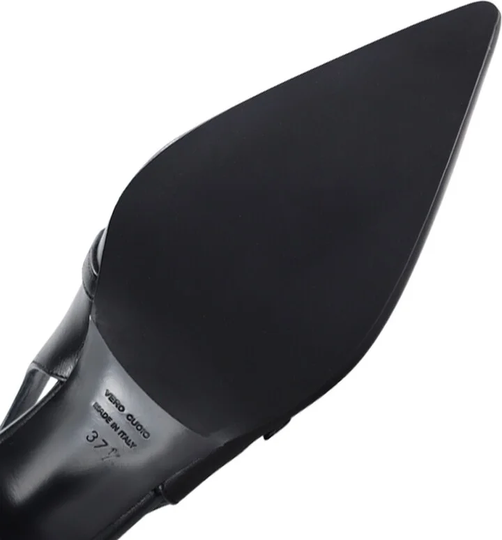 Elina Slingback Stilettos, Black Leather - Image 6