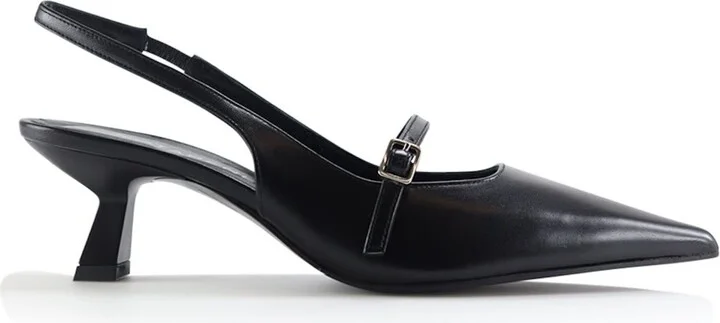 Elina Slingback Stilettos, Black Leather