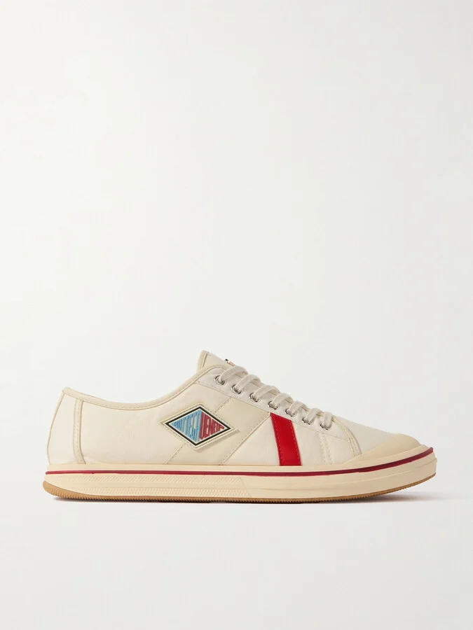 Eliot Logo-Appliquéd Leather-Trimmed Canvas Sneakers