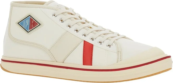 'eliot' White Sneakers With Logo Label On The Side And Leather Inserts In Cotton And Leather Blend Man - Image 2