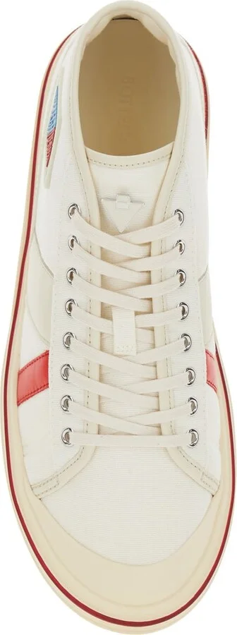 'eliot' White Sneakers With Logo Label On The Side And Leather Inserts In Cotton And Leather Blend Man - Image 4