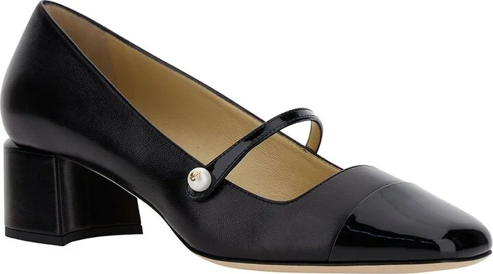 'Elisa 45' Black Pumps With Pearl Detail In Patent Leather Woman - Image 2