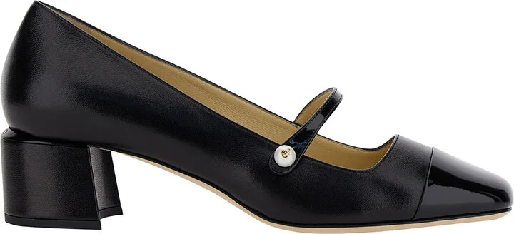 'elisa 45' Black Pumps With Pearl Detail In Patent Leather Woman