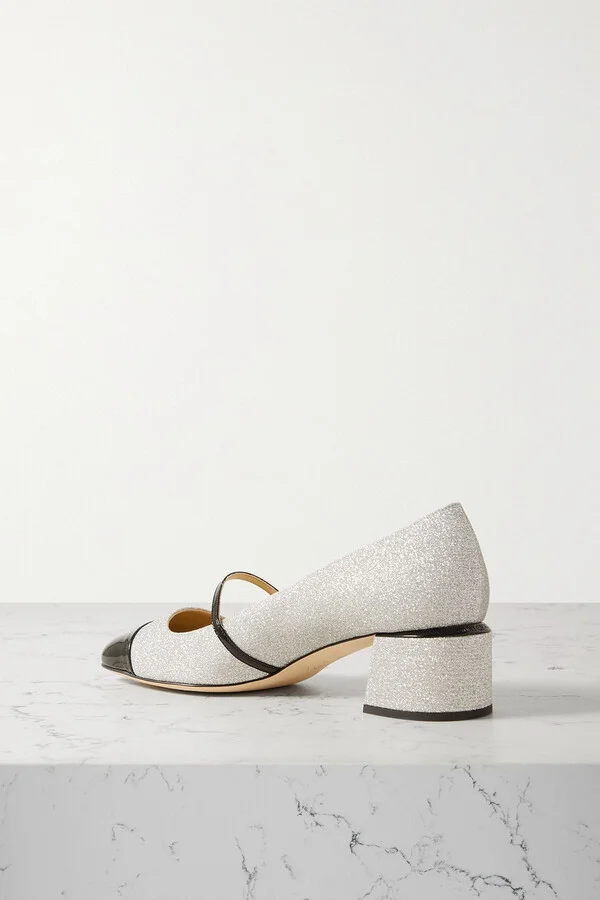 Elisa 45 glittered and patent-leather Mary Jane pumps - Image 3