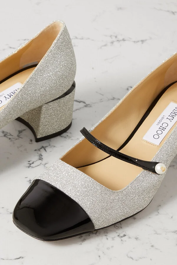 Elisa 45 glittered and patent-leather Mary Jane pumps - Image 4