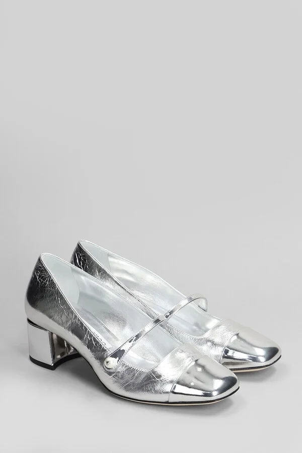 Elisa 45 Pumps In Silver Leather - Image 2
