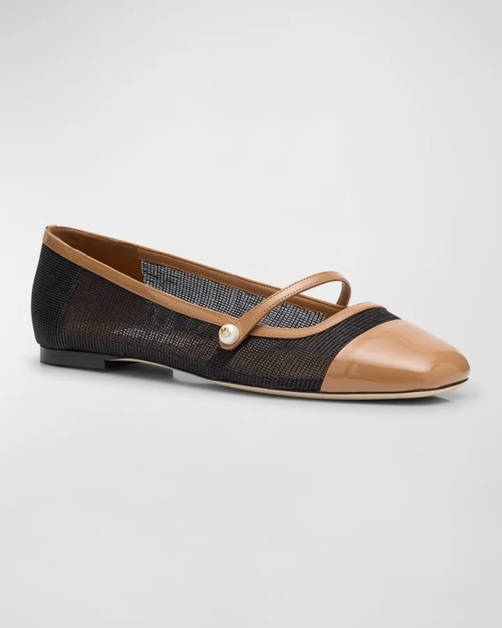 Elisa Mesh Patent Mary Jane Ballerina Flats - Image 4