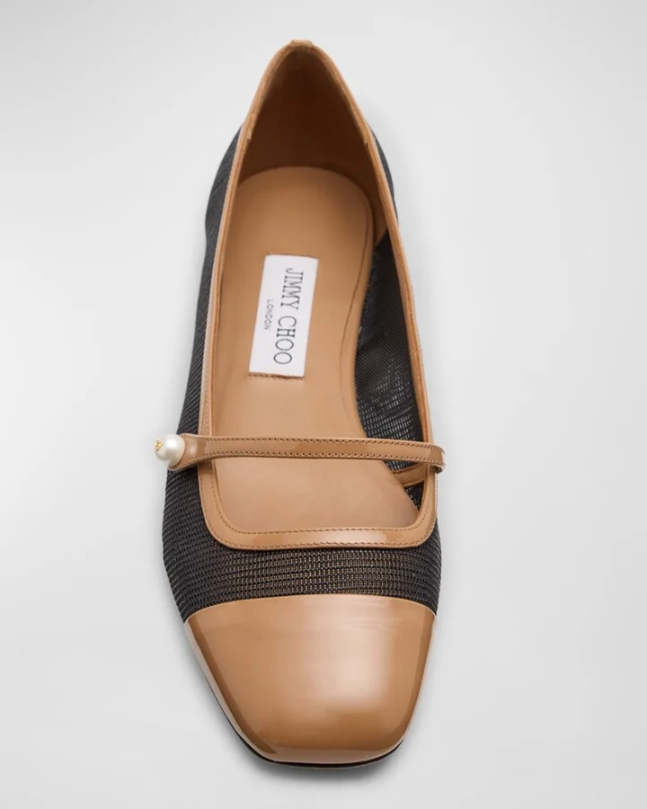 Elisa Mesh Patent Mary Jane Ballerina Flats - Image 5