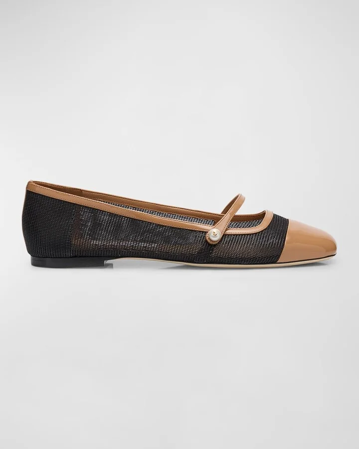 Elisa Mesh Patent Mary Jane Ballerina Flats