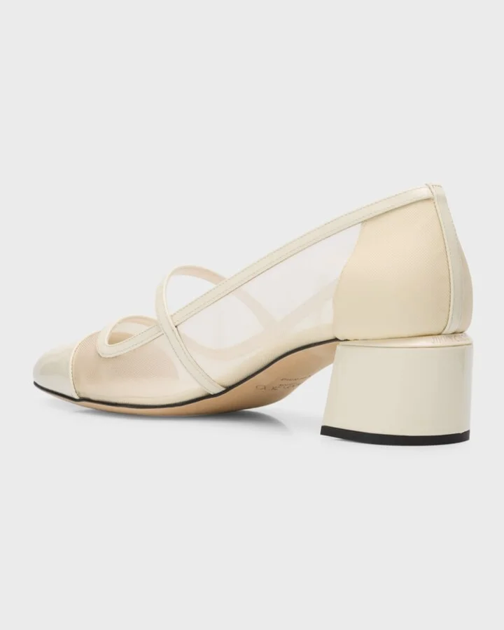 Elisa Mesh Patent Mary Jane Ballerina Pumps - Image 3