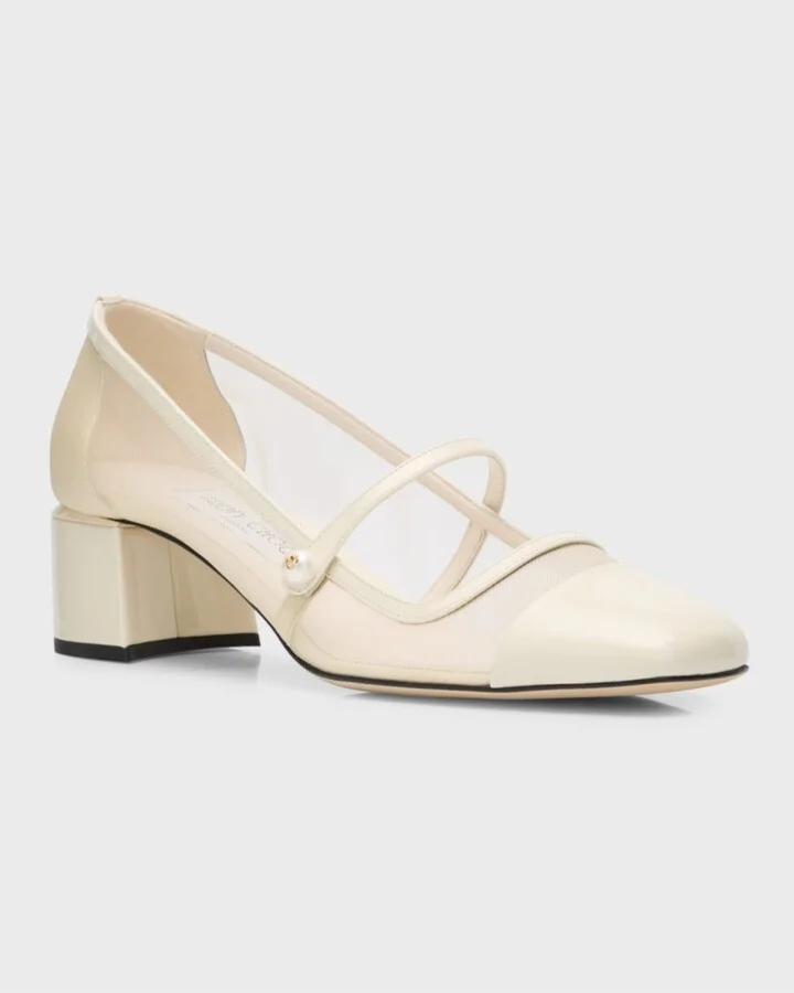 Elisa Mesh Patent Mary Jane Ballerina Pumps - Image 5