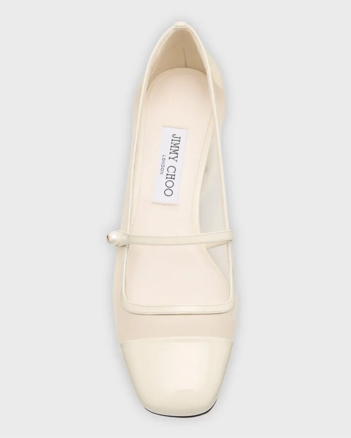 Elisa Mesh Patent Mary Jane Ballerina Pumps - Image 9