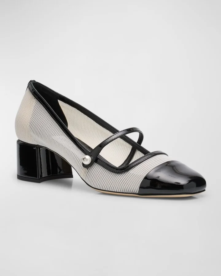 Elisa Mesh Patent Mary Jane Ballerina Pumps - Image 3