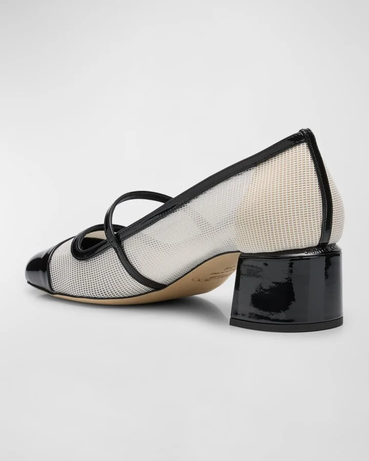 Elisa Mesh Patent Mary Jane Ballerina Pumps - Image 4