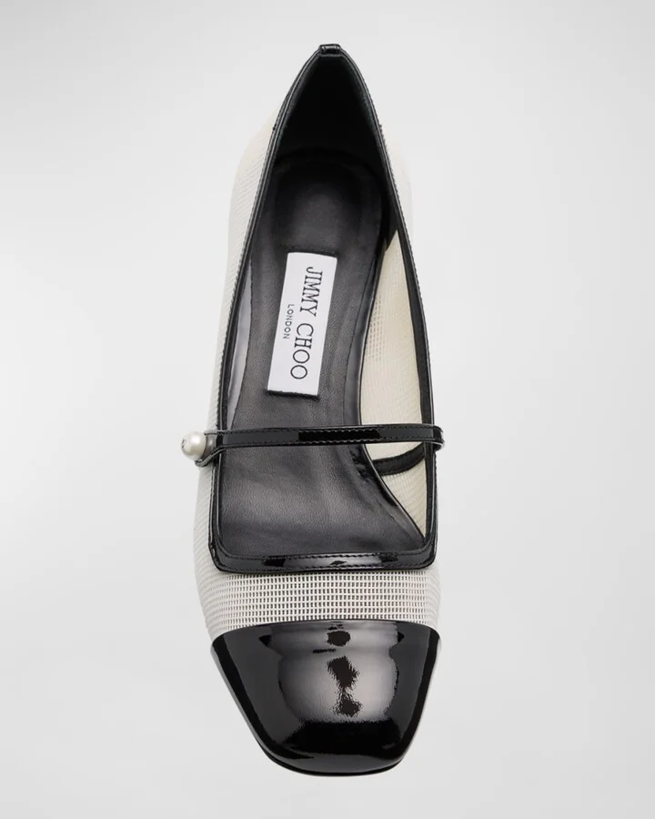 Elisa Mesh Patent Mary Jane Ballerina Pumps - Image 5