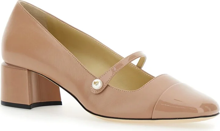 'elisa' Pink Pumps With Strap Closure With Button In Leather Blend Woman - Image 2
