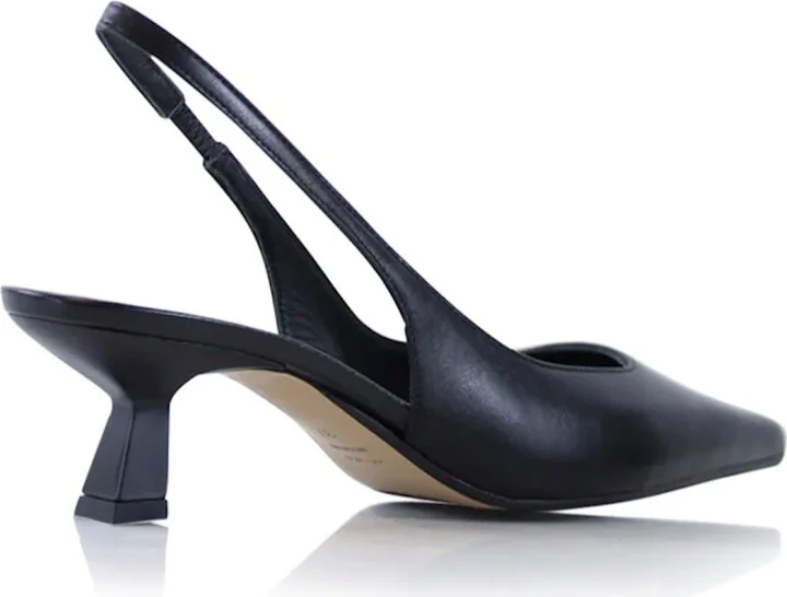 Elisa Slingback Stilettos, Black Leather - Image 2