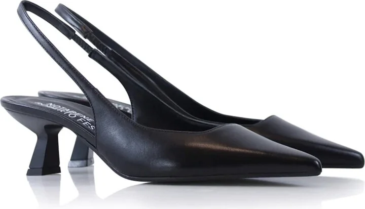 Elisa Slingback Stilettos, Black Leather - Image 3