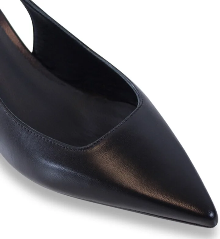 Elisa Slingback Stilettos, Black Leather - Image 5