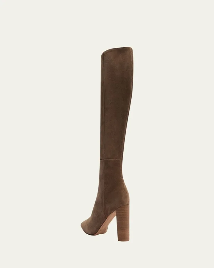 Elisa Suede Block-Heel Knee Boots - Image 2