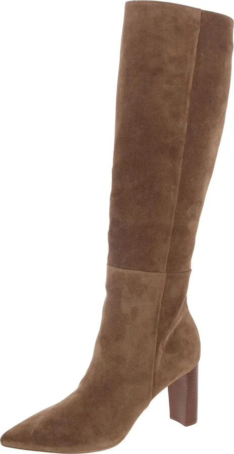 Elisa Womens Faux Suede Stacked Heel Over-The-Knee Boots