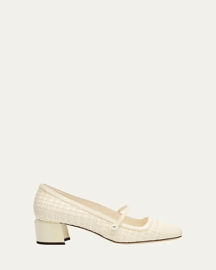 Elisa Woven Patent Mary Jane Ballerina Pumps