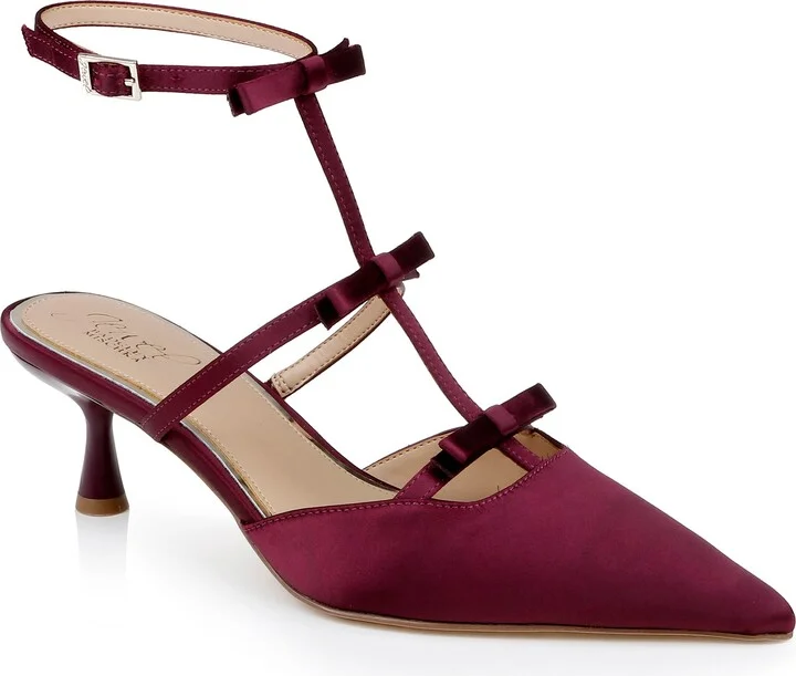 Elisabetta Ankle Strap Pointed Toe Kitten Heel Pump