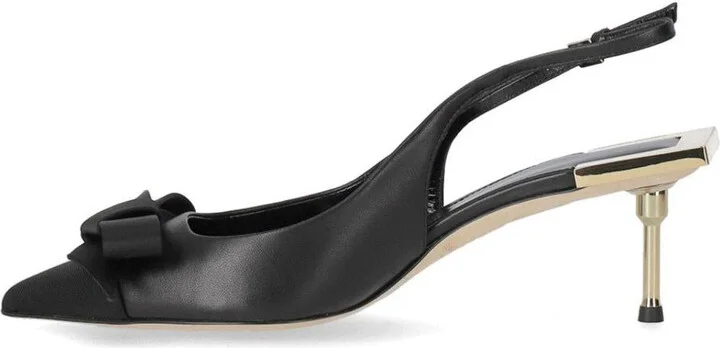 Elisabetta Franchi Black Slingback Pump With Bow - Image 3