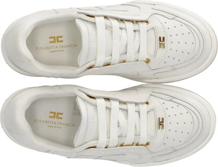 Elisabetta Franchi Ivory Leather Sneaker - Image 5