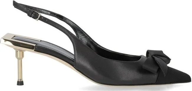Elisabetta Franchi Satin Bow Detailed Slingback Pumps