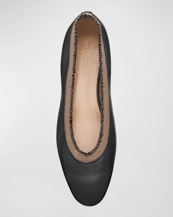 Elise Leather Ruffle Ballerina Flats - Image 2
