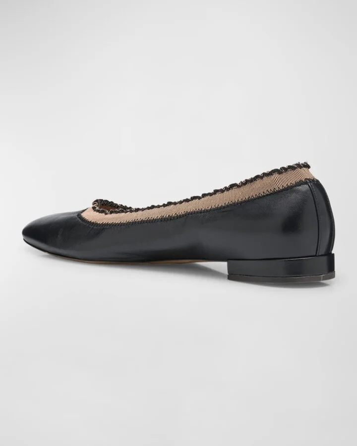 Elise Leather Ruffle Ballerina Flats - Image 3