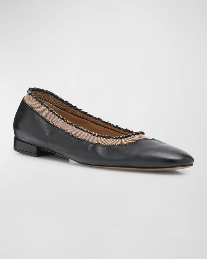Elise Leather Ruffle Ballerina Flats - Image 4