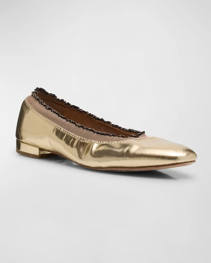 Elise Metallic Ruffle Ballerina Flats - Image 2