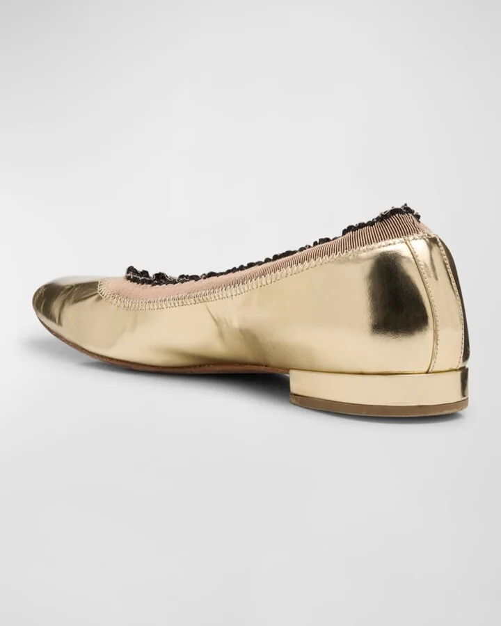 Elise Metallic Ruffle Ballerina Flats - Image 3