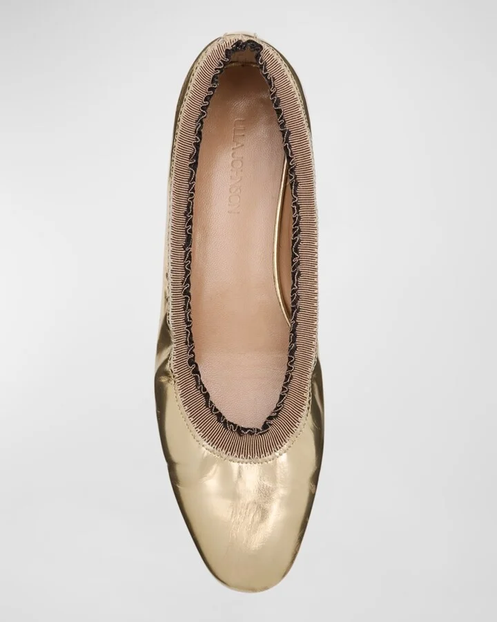Elise Metallic Ruffle Ballerina Flats - Image 4