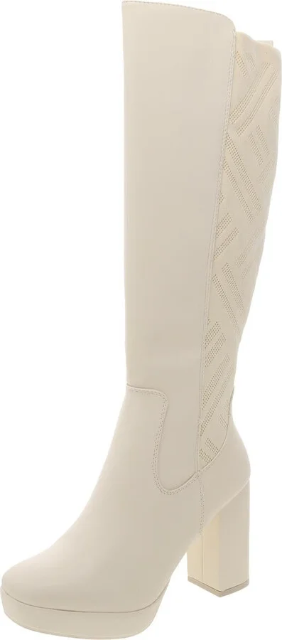 Elisenda Womens Zipper Faux Leather Knee-High Boots