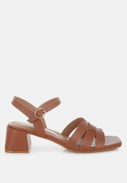 ELISKA Strappy Square Toe Block Heels Women