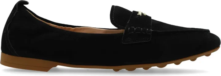 Eliza logo-plaque suede loafers