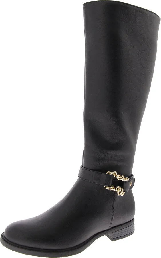 ELIZA RIDING BOOT Womens Faux Leather Zipper Knee-High Boots