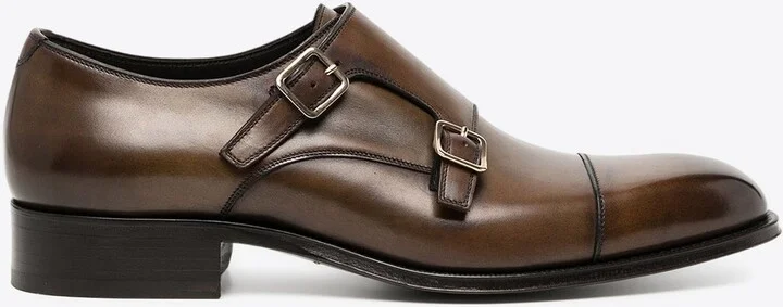 Elkan Leather Monk Strap Shoes