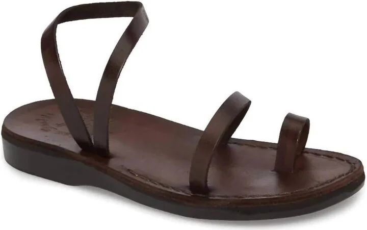 Ella Ankle Strap Flat Sandal In Brown