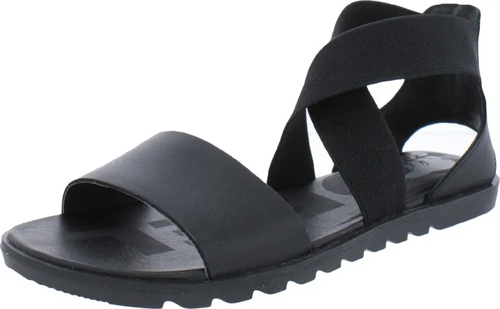 Ella II Womens Leather Flat Ankle Strap