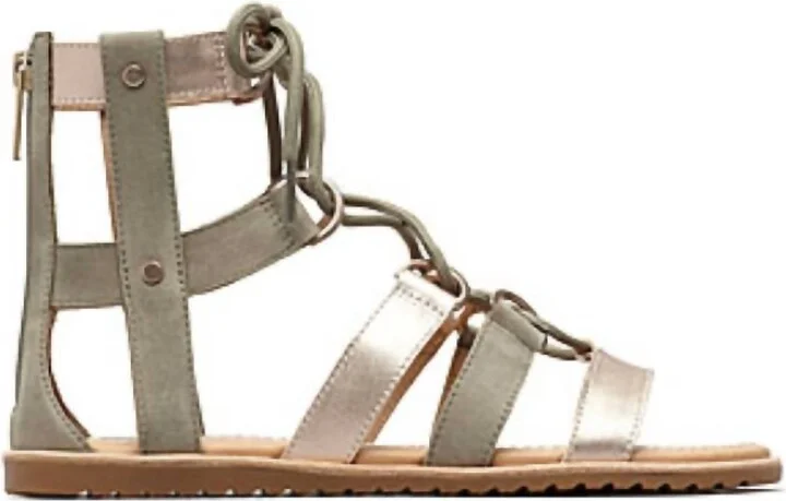 Ella Lace Up Casual Sandals In Sage