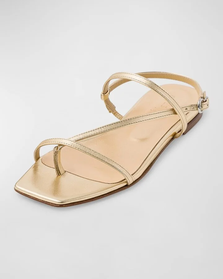Ella Metallic Thong Slingback Sandals - Image 2