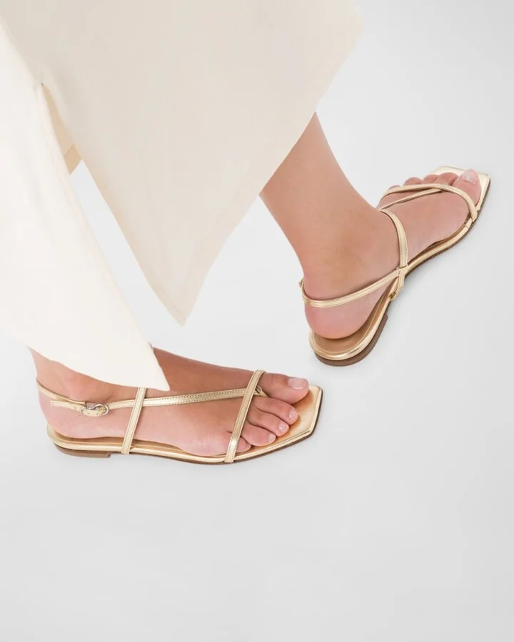 Ella Metallic Thong Slingback Sandals - Image 4