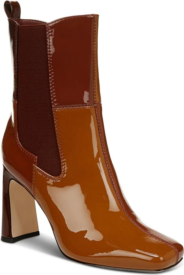 ELLE Womens Block Heel Leather Mid-Calf Boots